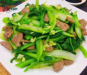 Cải ngồng xào thịt bò