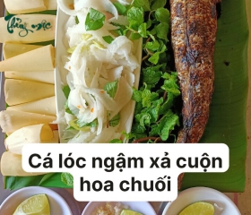 Món cá lóc ngậm xả cuon hoa chuối 