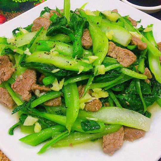 Cải ngồng xào thịt bò