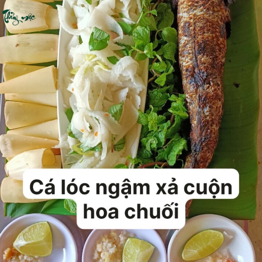 Món cá lóc ngậm xả cuon hoa chuối 