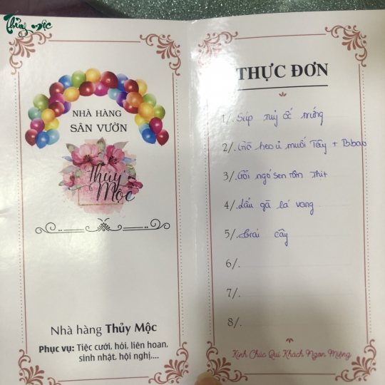 Thực đơn tiệc 1,250,000